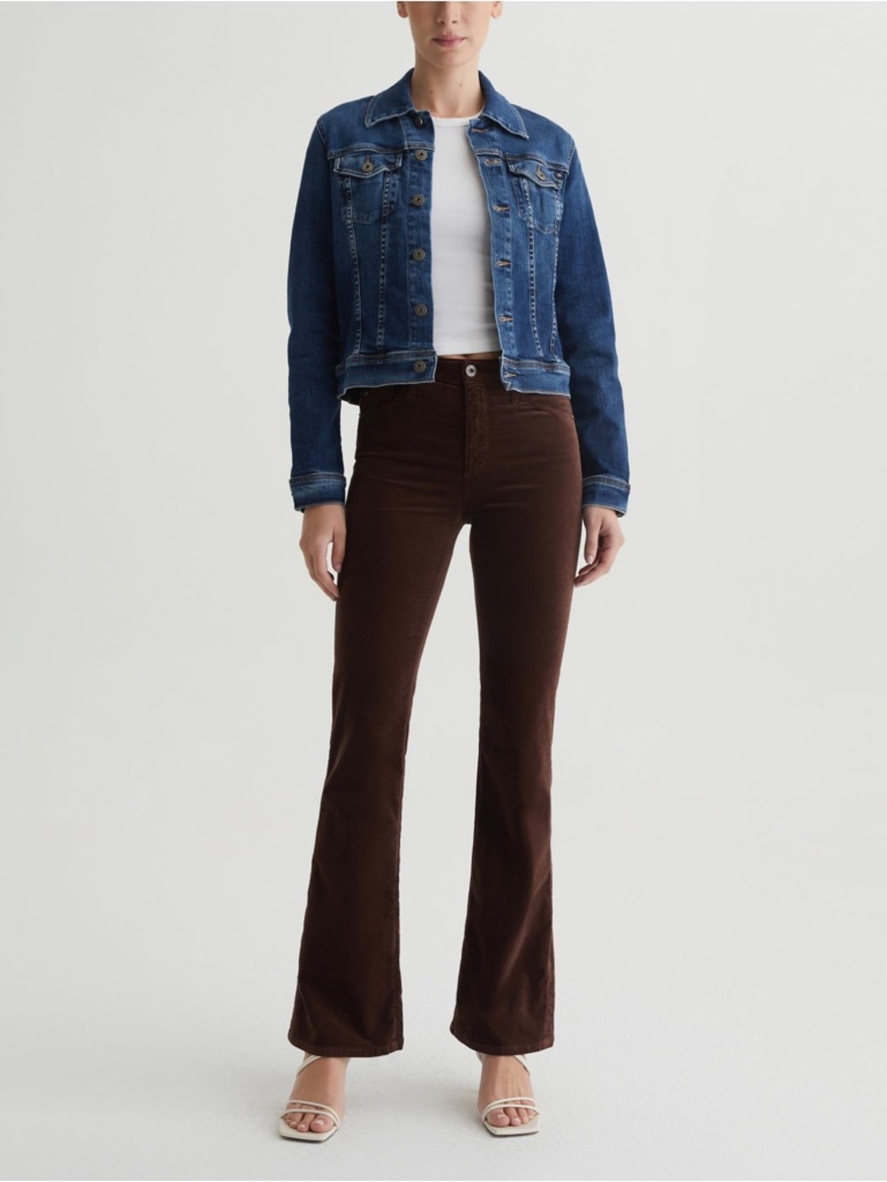 AG Adriano Goldschmied Farrah Boot Velvet‎ Jeans Brown Mid-Rise Bootcut 25x32